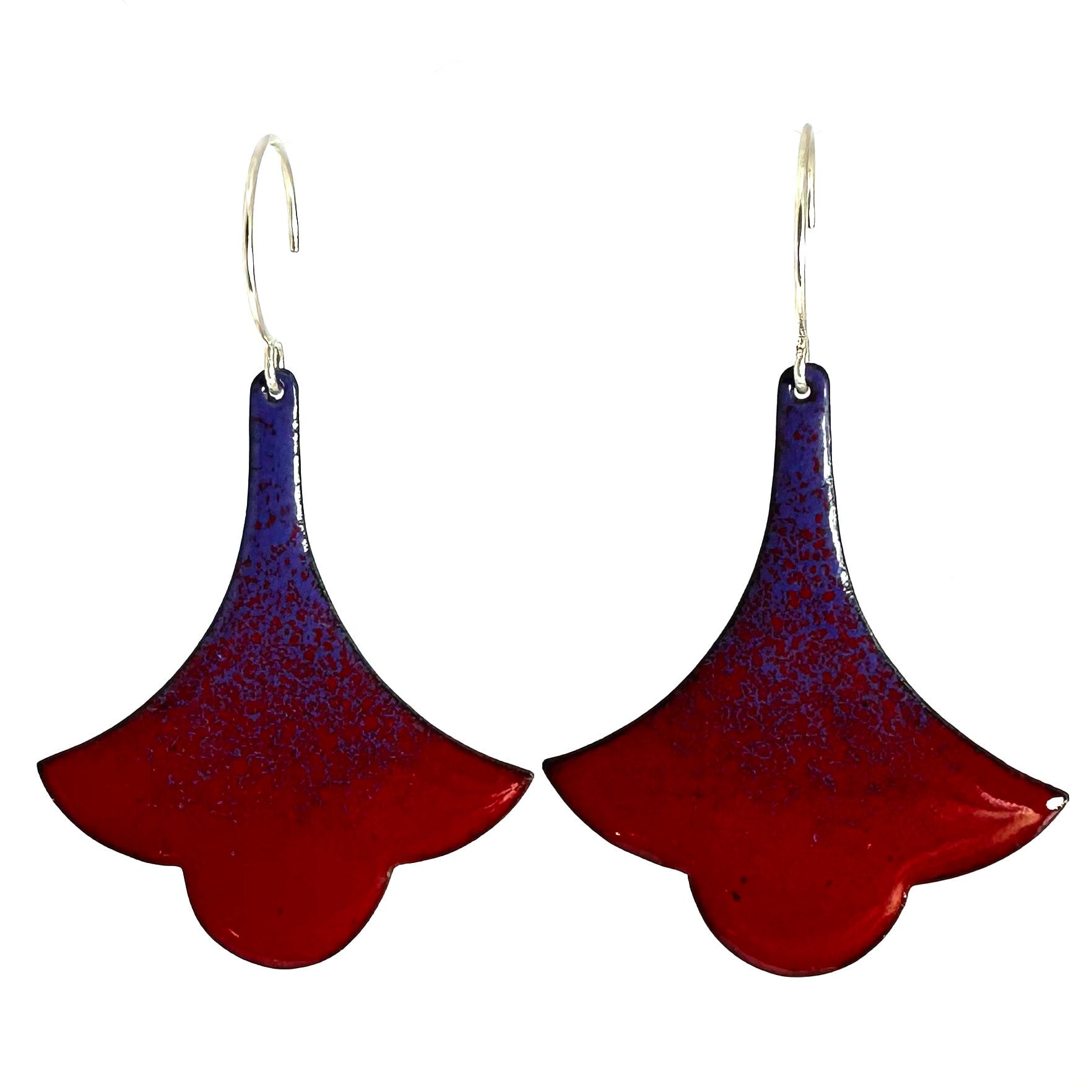 Scalloped Fan Earrings Victorian Red Grape Fade